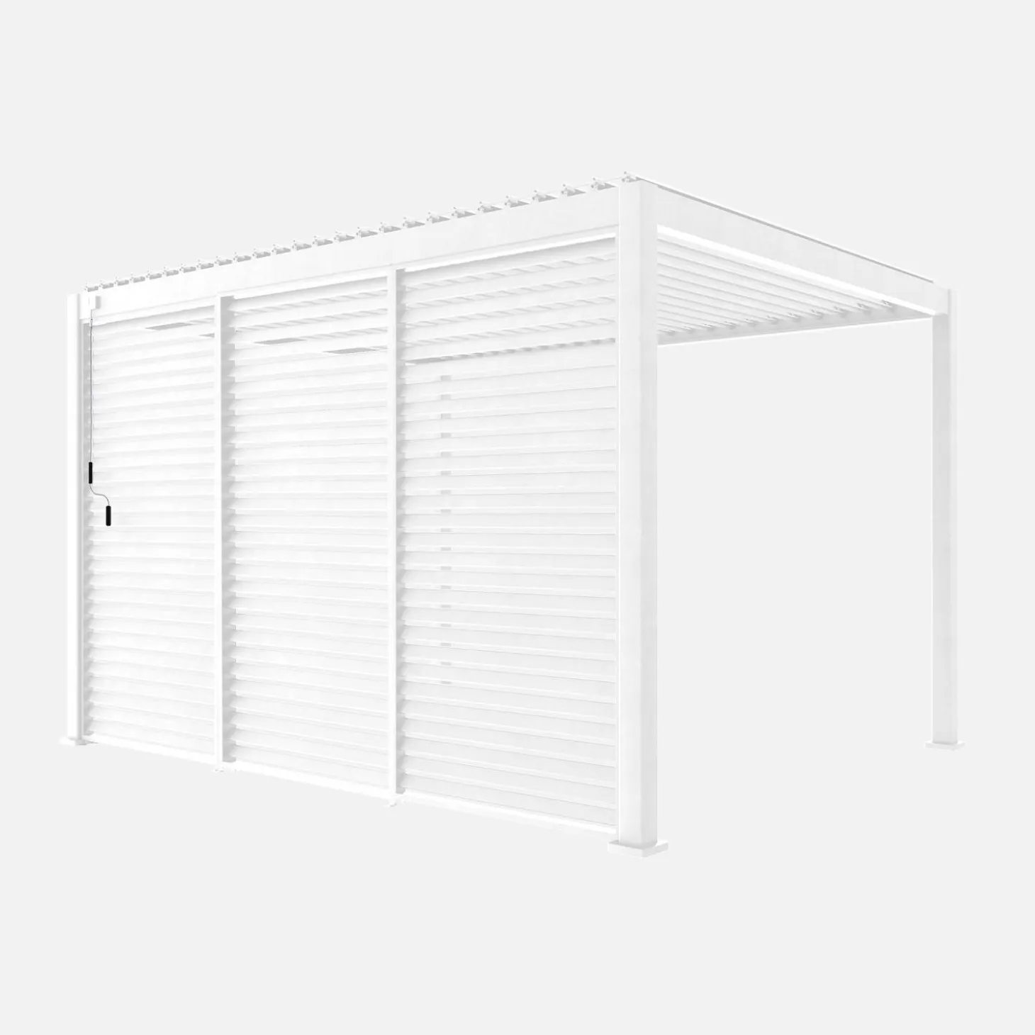 Pérgola bioclimática em alumínio 3x4 + 3 persianas de 1.3m