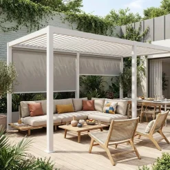 Pérgola bioclimática em alumínio 3x6m + 2 estores 3m