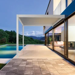 Pérgola bioclimática encostada em alumínio 3x4m com lâminas ajustáveis