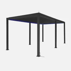 Pérgola bioclimática LED em alumínio 3x6m + 4 estores 3m