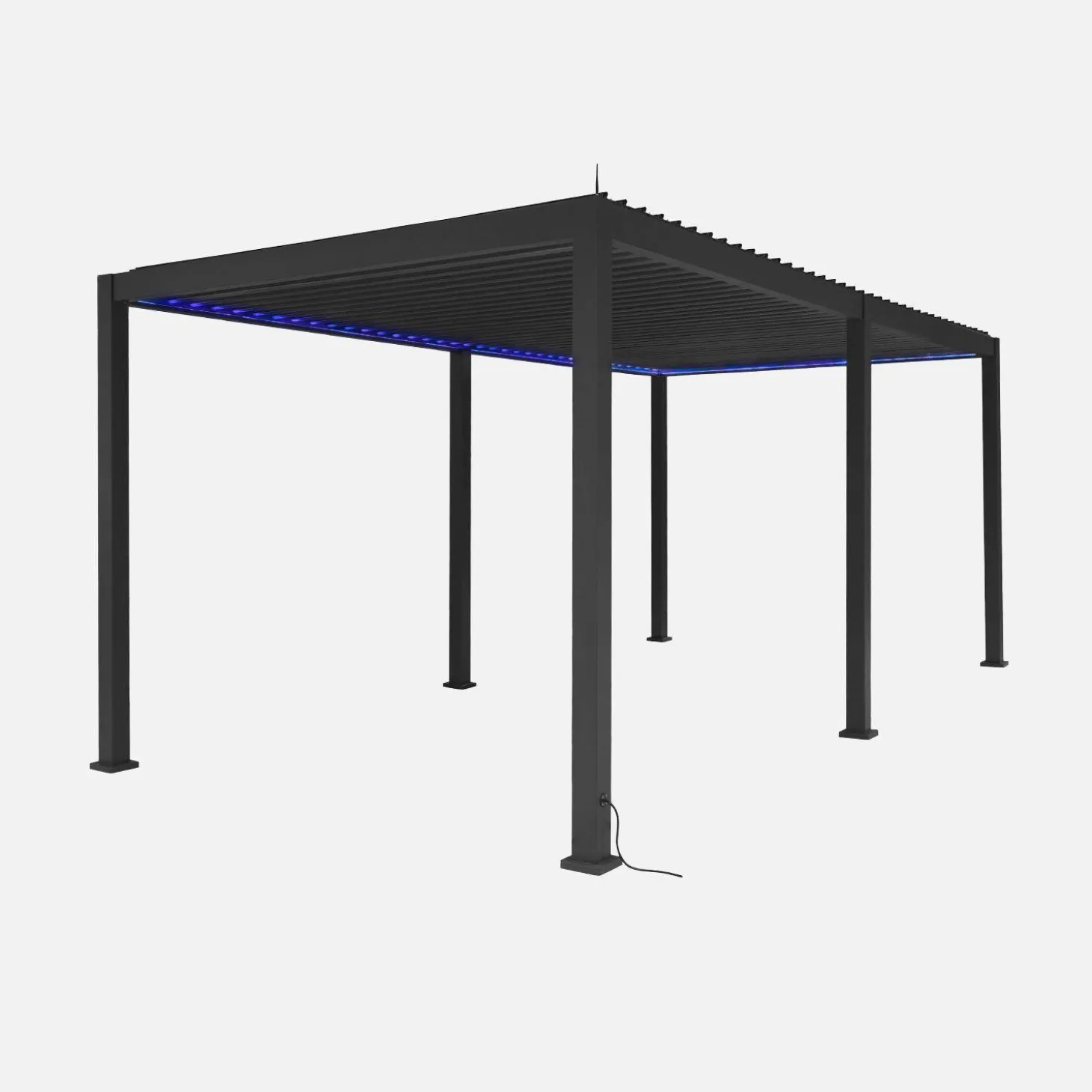 Pérgola bioclimática LED em alumínio 3x6m + 4 estores 3m