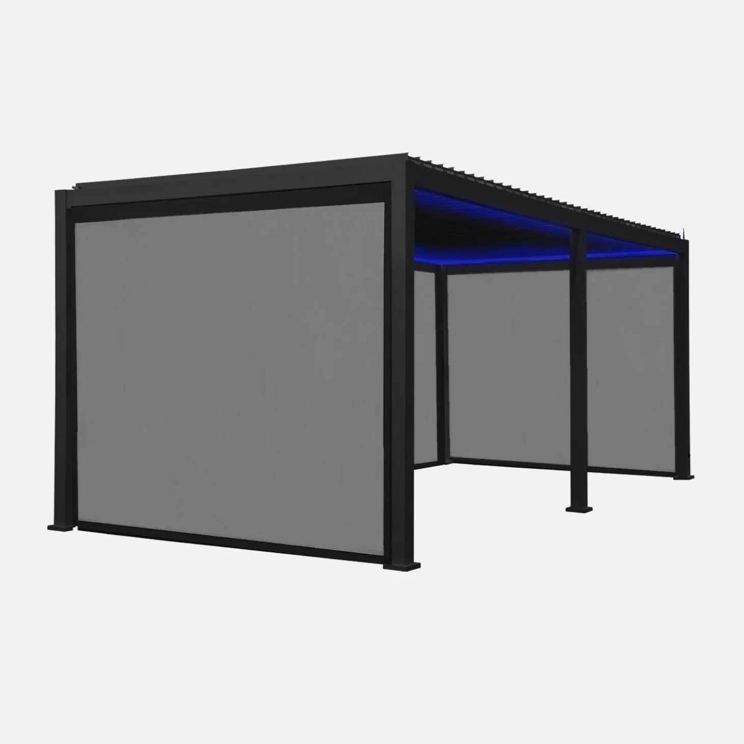 Pérgola bioclimática LED em alumínio 3x6m + 4 estores 3m