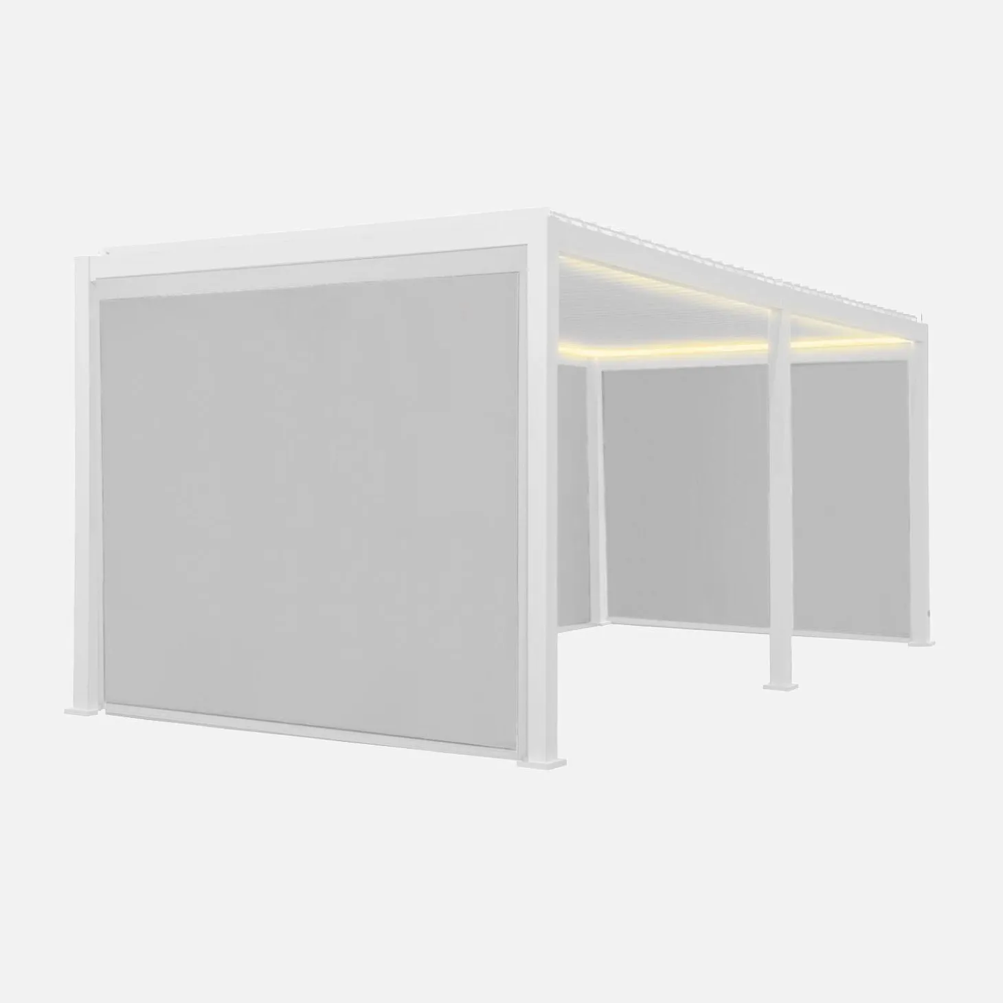 Pérgola bioclimática LED em alumínio 3x6m + 4 estores 3m