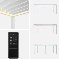 Pérgola bioclimática LED em alumínio 3x6m + 2 estores de 3m