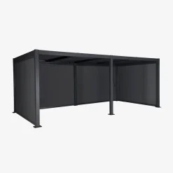 Pérgola bioclimática 3x6m alumínio e aço, lâminas ajustáveis + 4 estores 3m
