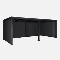 Pérgola bioclimática 3x6m alumínio e aço, lâminas ajustáveis + 4 estores 3m