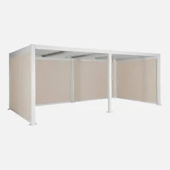 Pérgola bioclimática 3x6m alumínio e aço, lâminas ajustáveis + 4 estores 3m