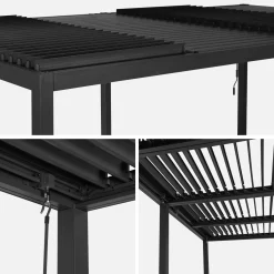 Pérgola bioclimática 3x6m de alumínio e aço + 2 toldos 3m