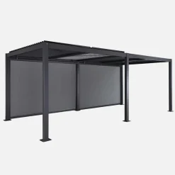 Pérgola bioclimática 3x6m de alumínio e aço + 2 toldos 3m