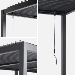 Pérgola bioclimática 3x6m em alumínio e aço com lâminas ajustáveis