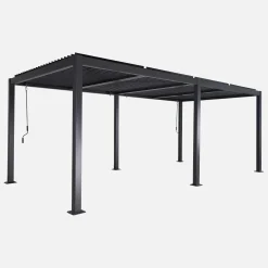 Pérgola bioclimática 3x6m em alumínio e aço com lâminas ajustáveis