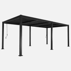 Pérgola bioclimática 3x6m em alumínio e aço com lâminas ajustáveis