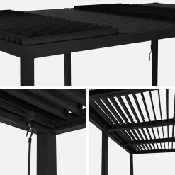 Pérgola bioclimática 3x6m em alumínio e aço com lâminas ajustáveis