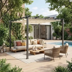 Pérgola em alumínio 3x3m com cobertura deslizante