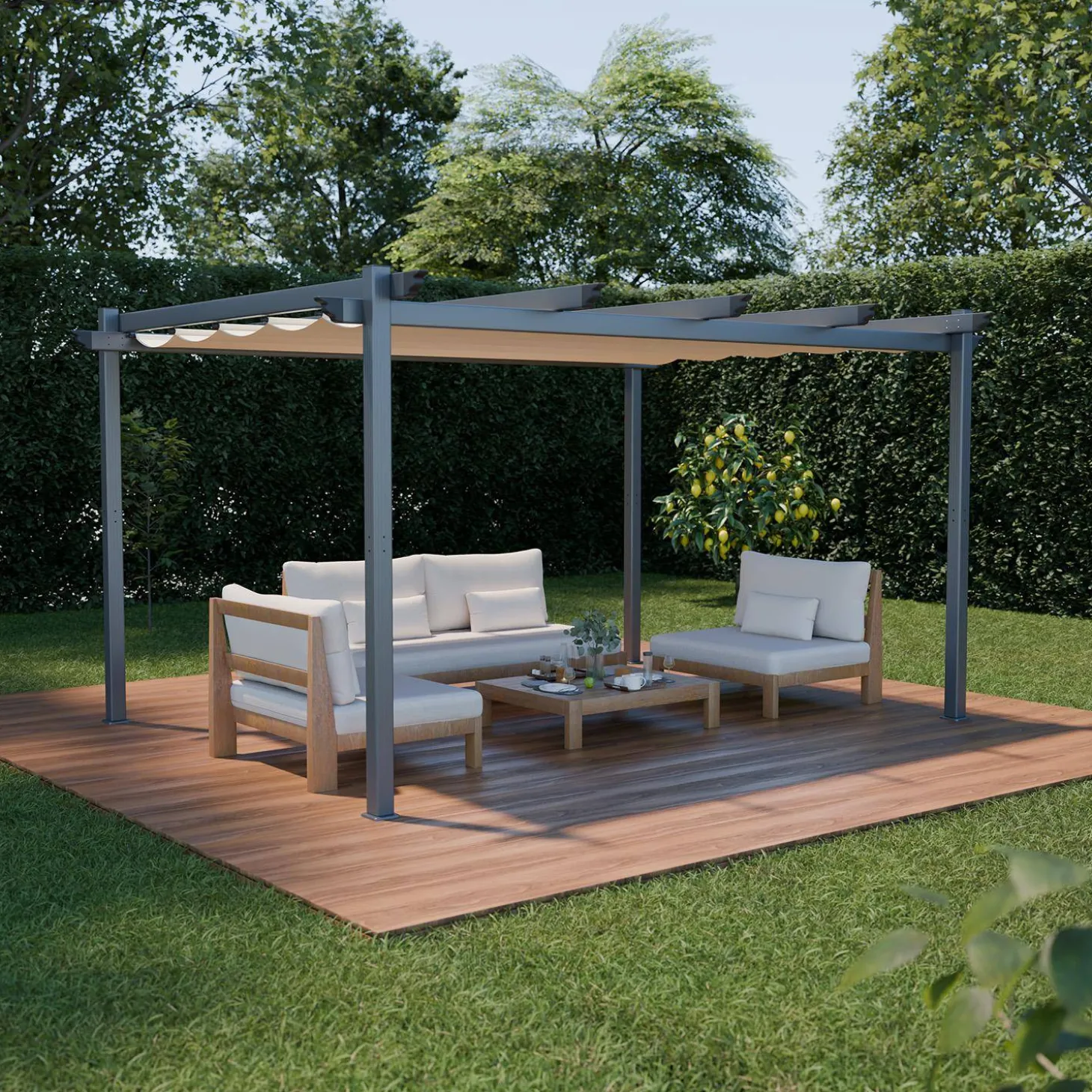 Pérgola em alumínio 3x4m com cobertura deslizante