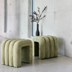 Pufe contemporâneo tecido, set de 2