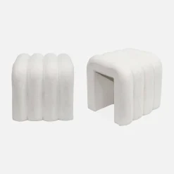 Pufe contemporâneo tecido, set de 2