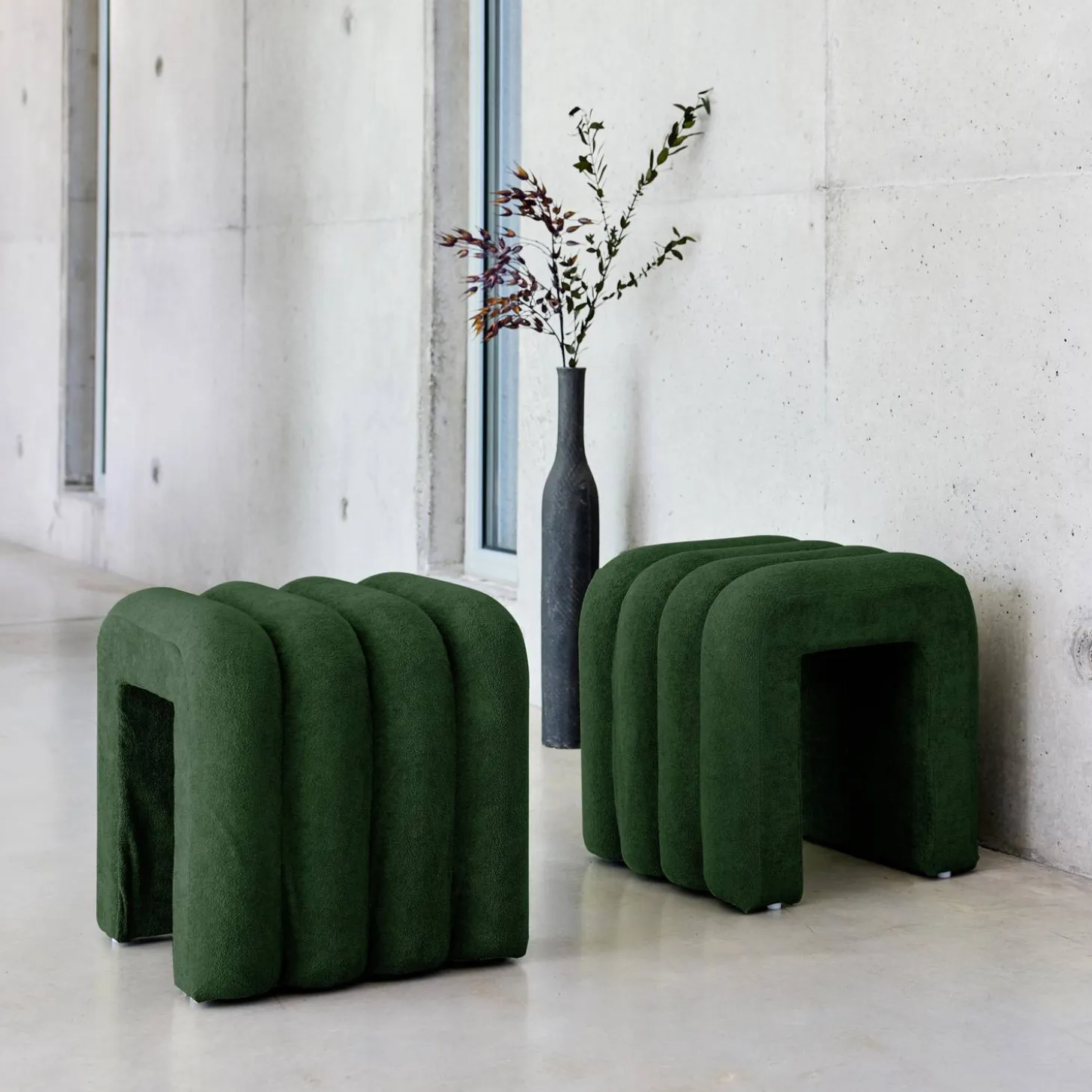 Pufe contemporâneo tecido, set de 2
