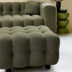 Pufe, descanso para os pés para sofá boucle texturada de 3 lugares