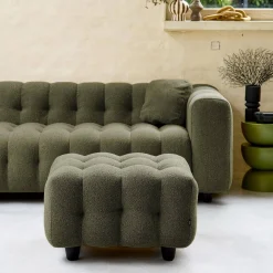 Pufe, descanso para os pés para sofá boucle texturada de 3 lugares