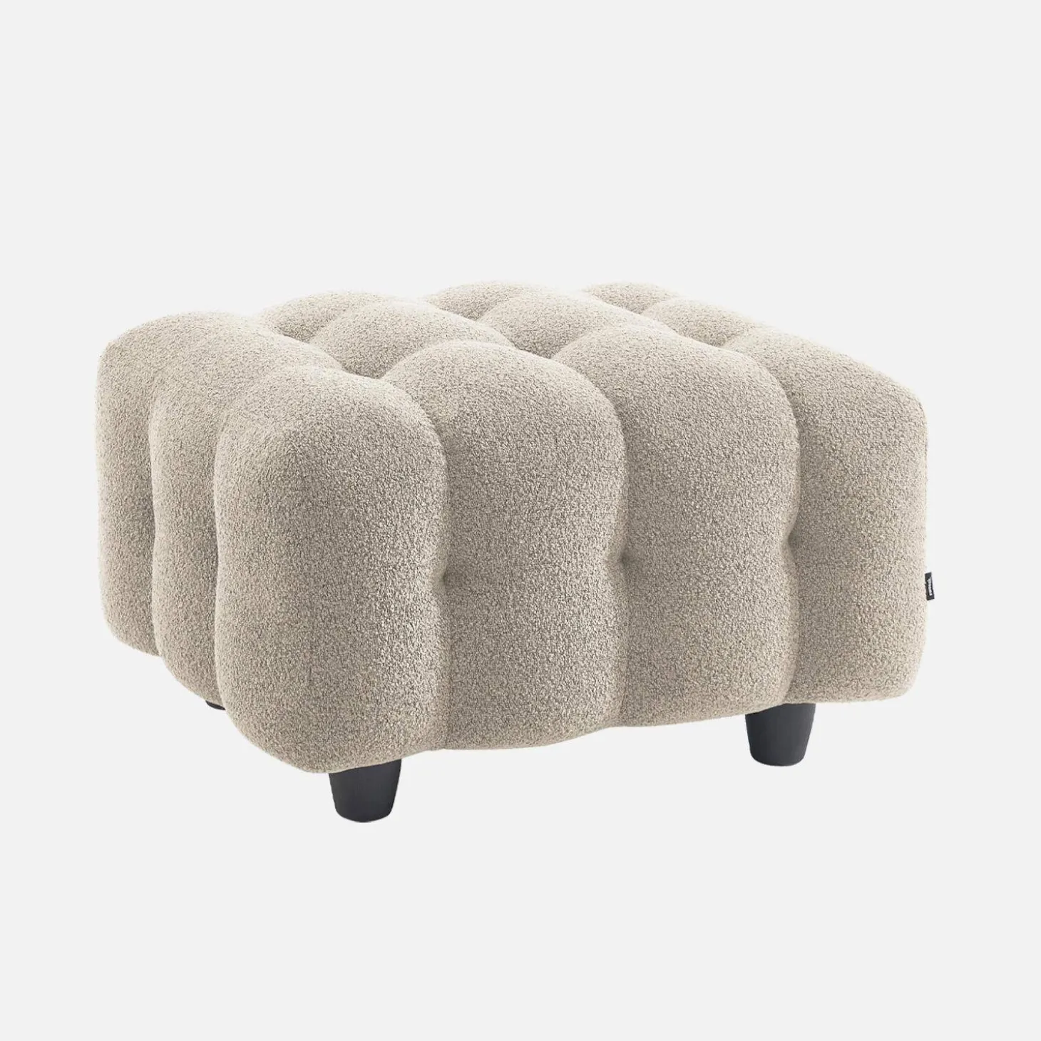 Pufe, descanso para os pés para sofá boucle texturada de 3 lugares