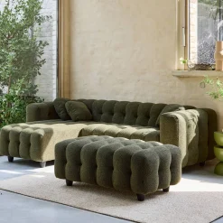 Puff para sofá textura boucle de 3 lugares