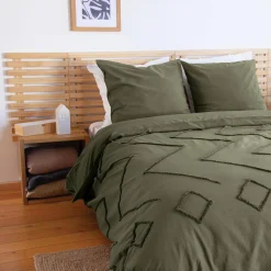 Roupa de cama algodão lavado tufado motivos étnicos, 2 lugares