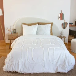 Roupa de cama algodão lavado tufted padrões arredondados, 2 lugares