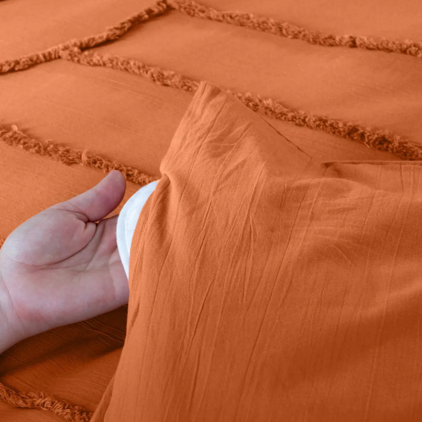 Roupa de cama de algodão lavado tufado com motivos de arcos retrô, 2 lugares