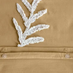 Roupa de cama de algodão lavado com motivos vegetais tuftados, 2 lugares