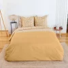 Roupa de cama de algodão reversível com estampa de leopardo amarelo, 2 lugares