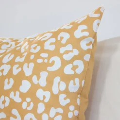 Roupa de cama de algodão reversível com estampa de leopardo amarelo, 2 lugares