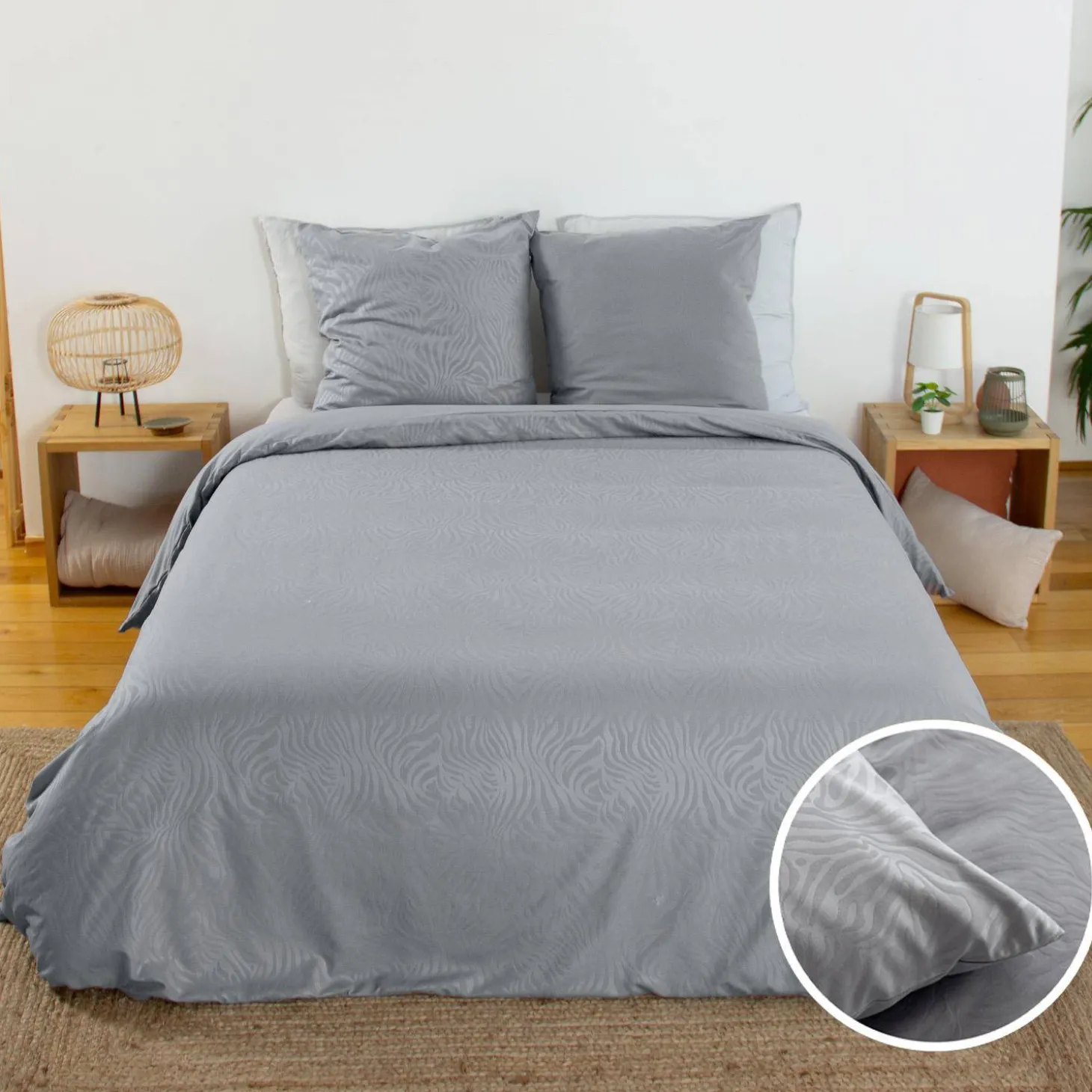 Roupa de cama de poliéster reversível com estampa de zebra para 2 lugares