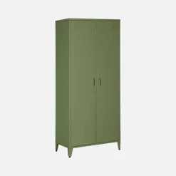 Roupeiro industrial em metal com 2 portas, 4 prateleiras e 1 cabideiro