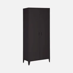Roupeiro industrial em metal com 2 portas, 4 prateleiras e 1 cabideiro