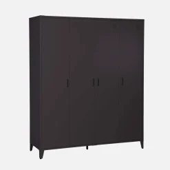 Roupeiro industrial em metal com 4 portas, 10 prateleiras e 1 cabideiro