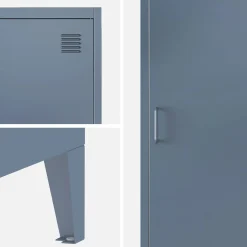 Roupeiro industrial em metal com 4 espaços de armazenamento, set de 3
