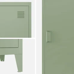 Roupeiro industrial em metal com 4 espaços de armazenamento, set de 3
