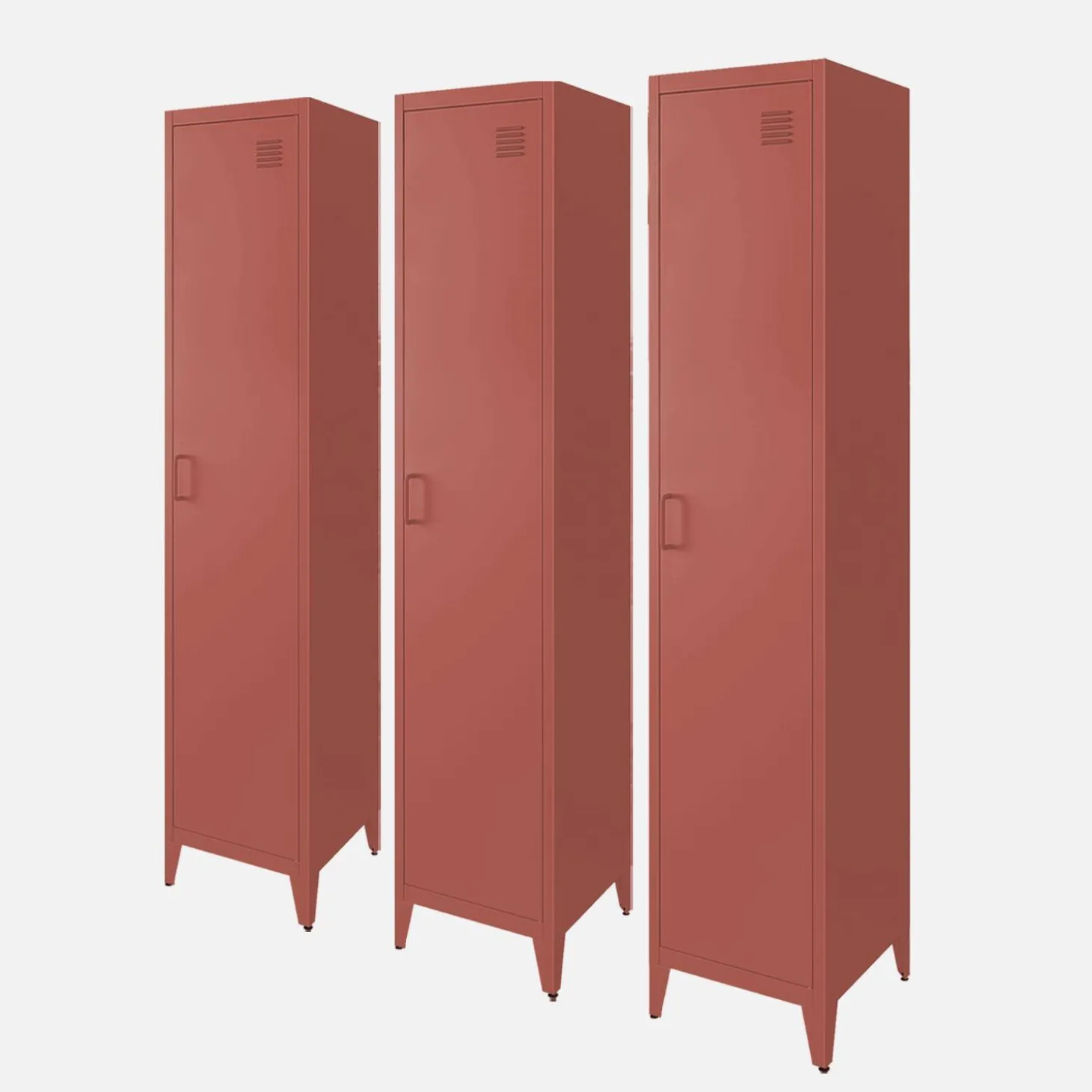 Roupeiro industrial em metal com 4 espaços de armazenamento, set de 3