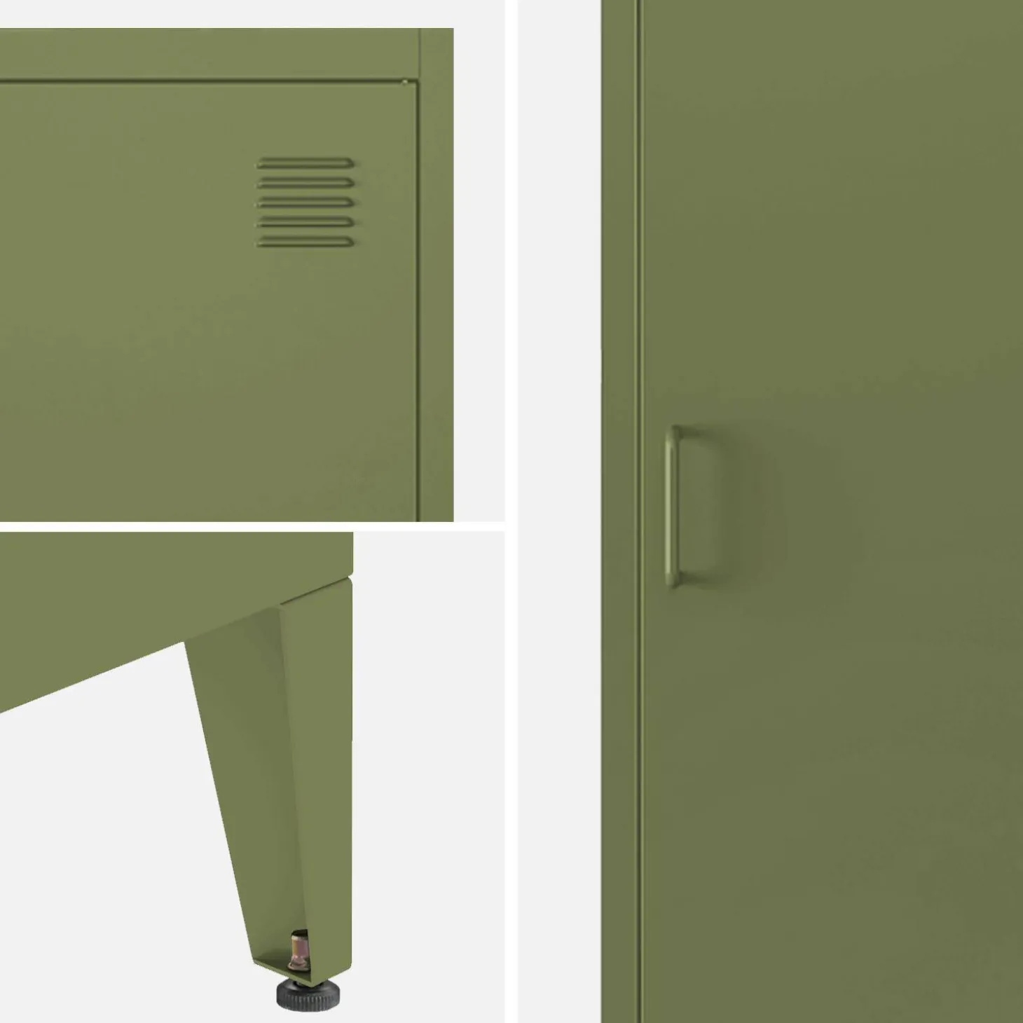 Roupeiro industrial em metal com 4 espaços de armazenamento, set de 3