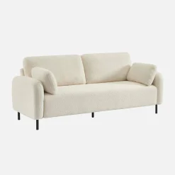 Sofá boucle e base de metal, 3 lugares