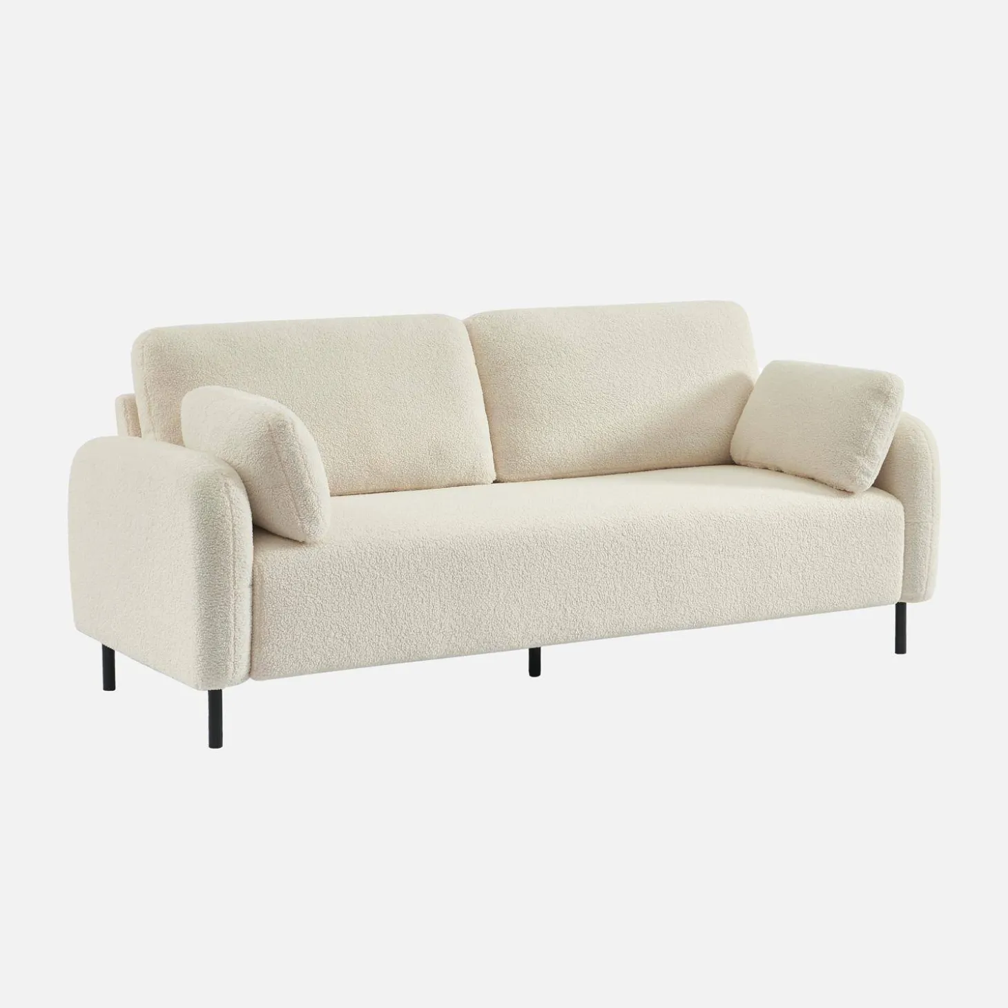 Sofá boucle e base de metal, 3 lugares