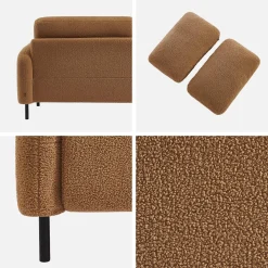 Sofá boucle e base de metal, 3 lugares