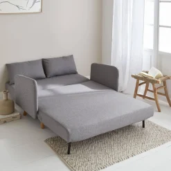 Sofá-cama com pés em madeira, 2 lugares