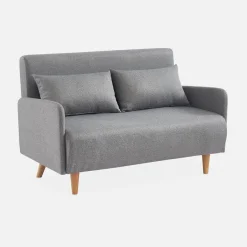 Sofá-cama com pés em madeira, 2 lugares