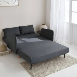 Sofá-cama com pés em madeira, 2 lugares