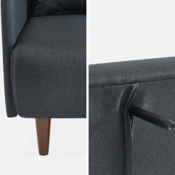 Sofá-cama com pés em madeira, 2 lugares