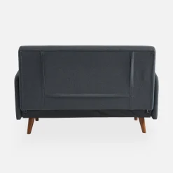 Sofá-cama com pés em madeira, 2 lugares