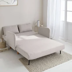 Sofá-cama com pés em madeira, 2 lugares