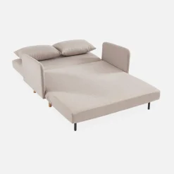 Sofá-cama com pés em madeira, 2 lugares